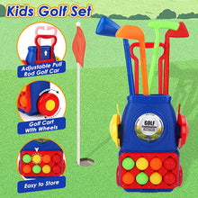 Load image into Gallery viewer, Kids Golf Suitcase Toy Set Outdoor Indoor Sports Toys with 6 Balls 4 Golf Clubs 2 Practice Holes Golf Clubs Set Garden Game for Kids
