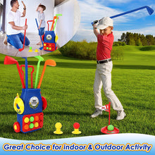 Load image into Gallery viewer, Kids Golf Suitcase Toy Set Outdoor Indoor Sports Toys with 6 Balls 4 Golf Clubs 2 Practice Holes Golf Clubs Set Garden Game for Kids-GCS-3
