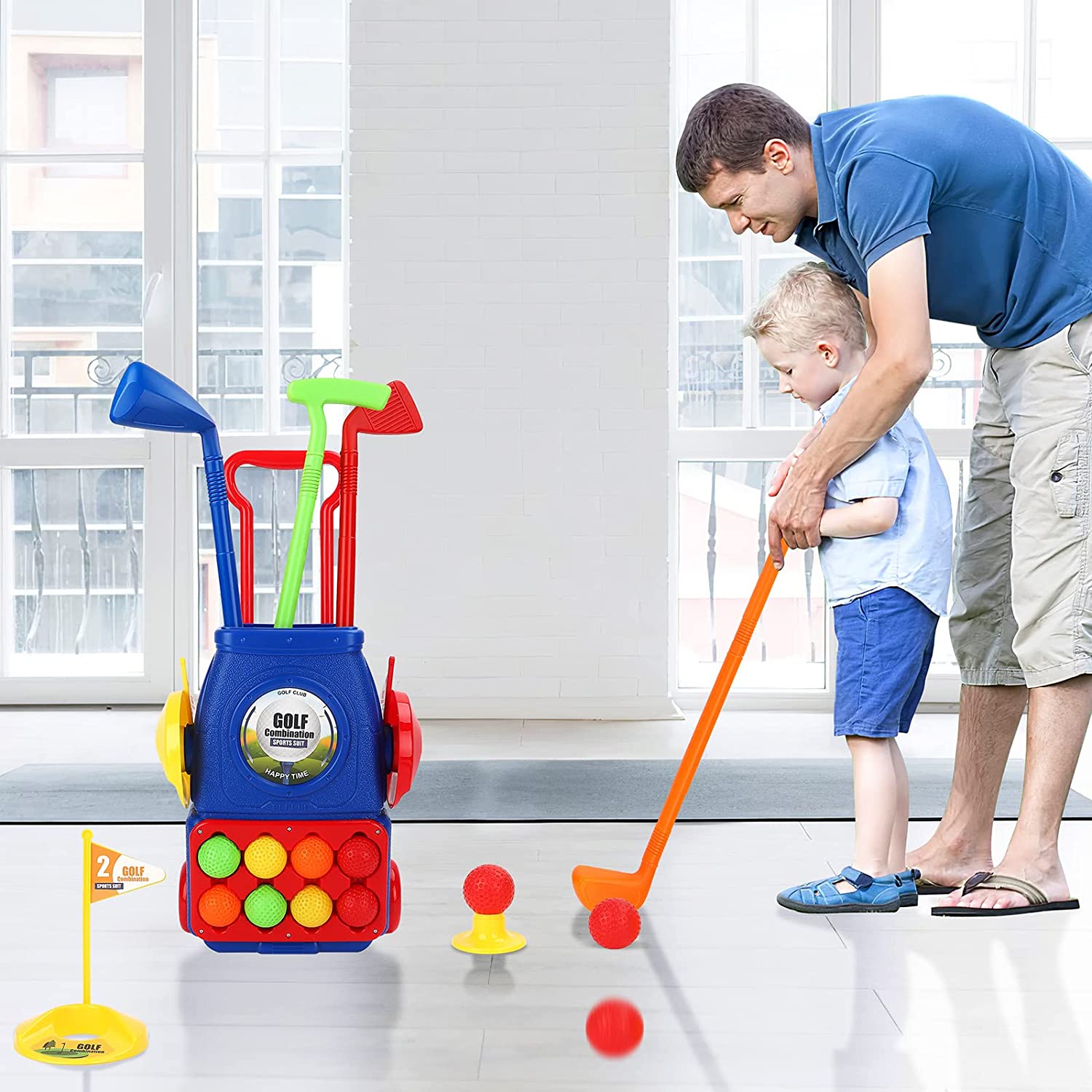 Kids Golf Suitcase Toy Set Outdoor Indoor Sports Toys with 6 Balls