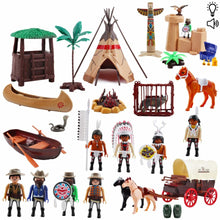 Load image into Gallery viewer, Deluxe Wild West Action Figures Play Set Including Horse Cart, Animals and Tipi with Light, Music and Variety of Accessories-ICP
