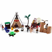Load image into Gallery viewer, Deluxe Wild West Action Figures Play Set Including Horse Cart, Animals and Tipi with Light, Music and Variety of Accessories-ICP
