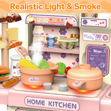 Load image into Gallery viewer, Kids Kitchen Playset Toy with Water, Light, and Steam Features Pretend Play Kitchen Set WIthink Lots of Kitchen Accessories for Toddlers-K31-P
