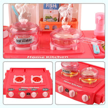 Load image into Gallery viewer, ‘My Little Chef’ Miniature Kitchen Play Set with 34 Accessories Induction Hob Colour Changing Toy Food Water Light Sound Features (PINK)
