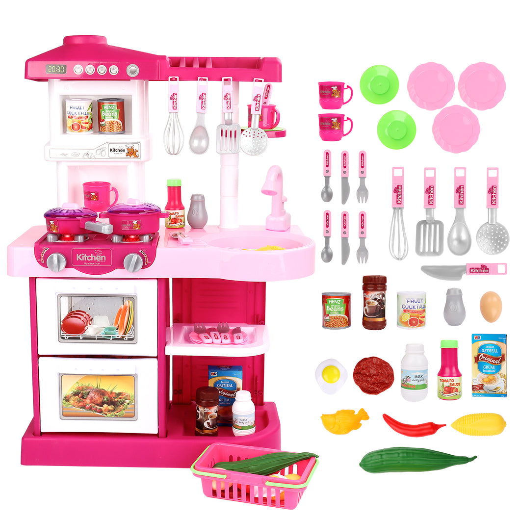‘My Little Chef’ Kitchen Play Set with 30 Accessories, Light and Sound Features (Pink) KC2-P