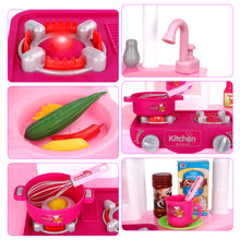 Load image into Gallery viewer, ‘My Little Chef’ Kitchen Play Set with 30 Accessories, Light and Sound Features (Pink) KC2-P

