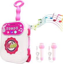 Load image into Gallery viewer, karaoke Machine 2 Mic Carry Case Play Set with Singing Recording Built-In MP3 Jack LED Lights Toy Learning Educational Machine for Kids-KMCC
