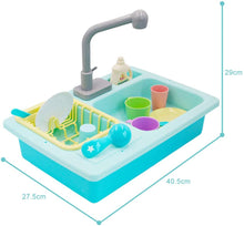 Load image into Gallery viewer, Kids Pretend Kitchen Sink Toys with Running Water and Kitchen Accessories Included, Educational Gifts for Kids- Blue
