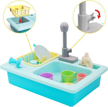 Load image into Gallery viewer, Kids Pretend Kitchen Sink Toys with Running Water and Kitchen Accessories Included, Educational Gifts for Kids- Blue-KS-B3
