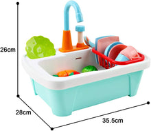 Load image into Gallery viewer, 28pcs Pretend Wash-up Kitchen Sink Play Set Cutting Toys Kitchenware Water Faucet Drain Educational Toys Birthday Christmas Gift for Kids-KS-C
