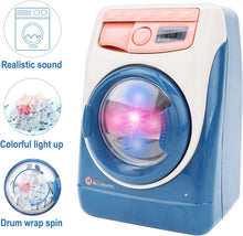 Load image into Gallery viewer, Mini Pretend Toy Washing Machine Laundry Toy Set Household Appliance Battery Powered Realistic Sounds With Lights With Hanger Basket-MCH
