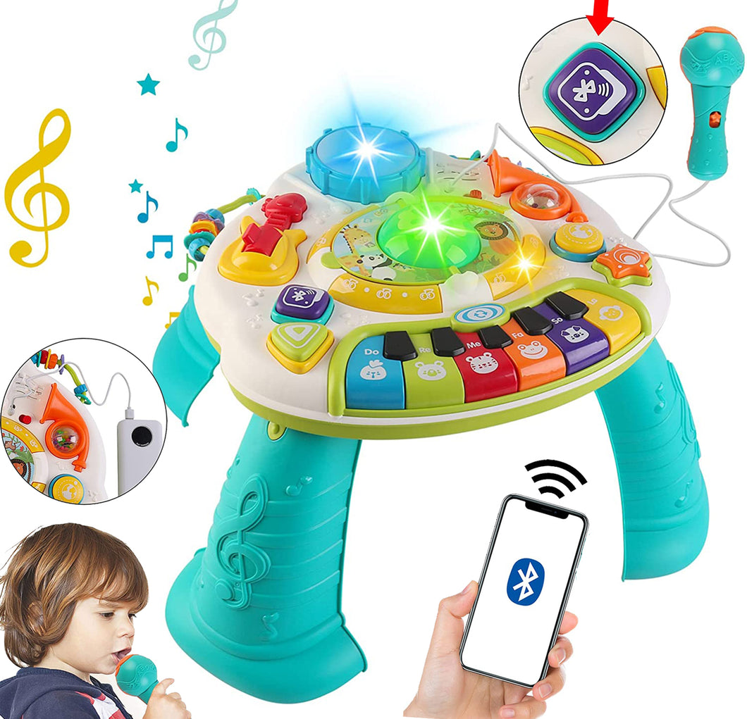 Multifunctional Activity Learning Table with a Microphone, Plenty Musical Features, Light and Bluetooth Function Great Gift for Kids-MFLT-1