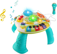 Load image into Gallery viewer, Multifunctional Activity Learning Table with a Microphone, Plenty Musical Features, Light and Bluetooth Function Great Gift for Kids
