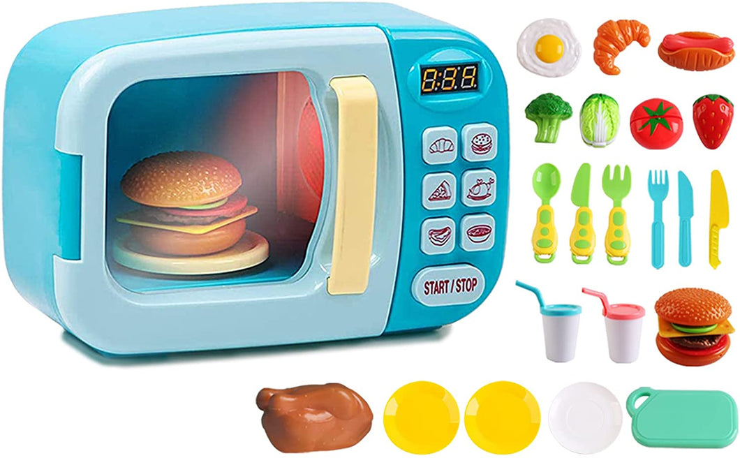Kitchen Electric Microwave Play Set with Realistic Light, Sound & Accessories Included-MKS