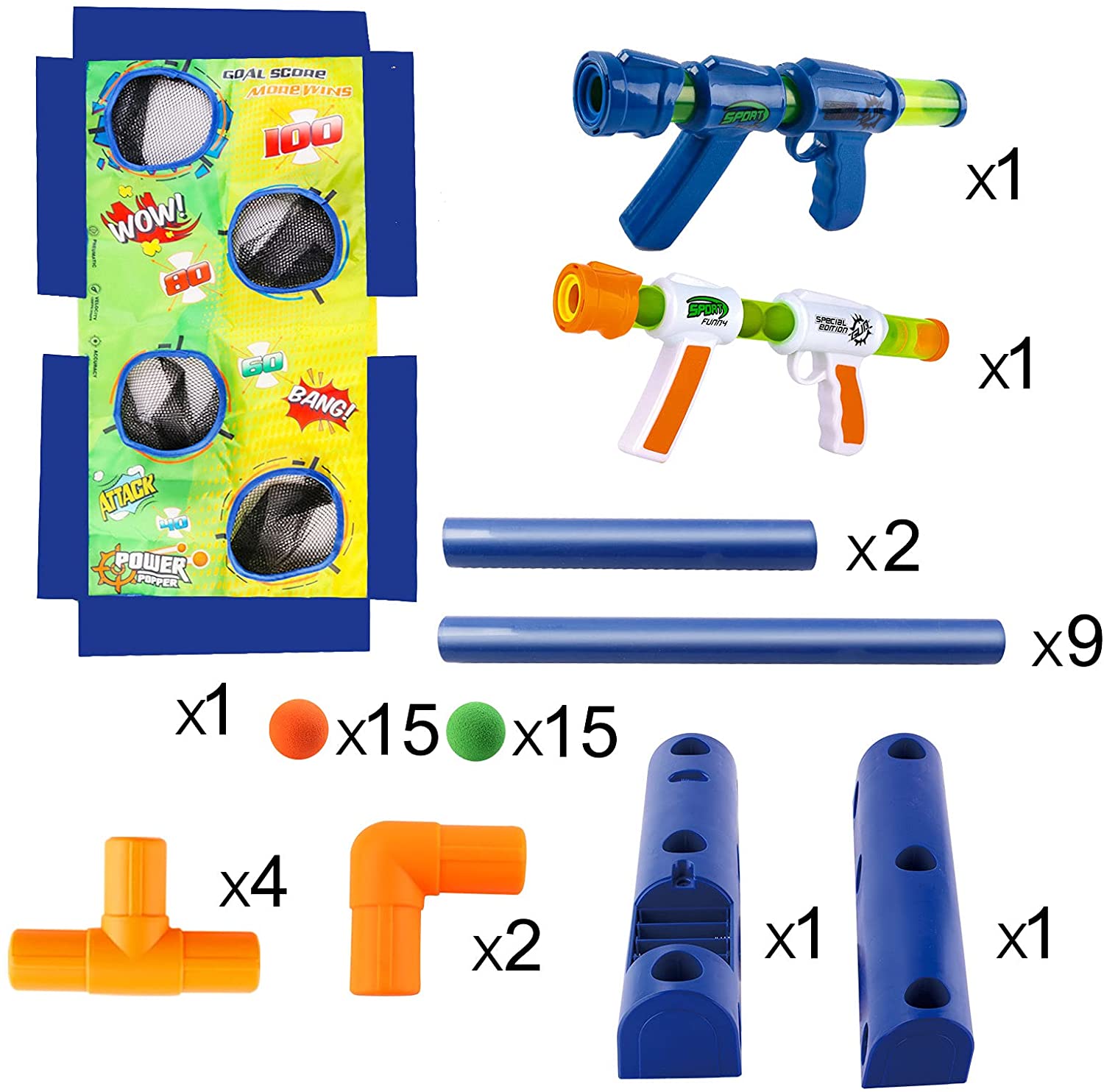 Moving Shooting Target Game with 2 Air Shooting Guns, 30 Foma Balls, P ...