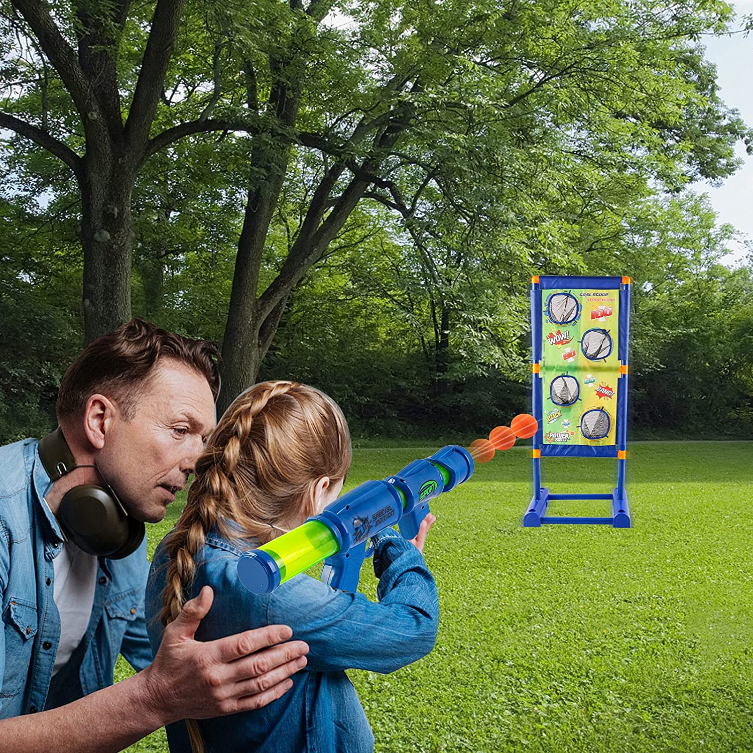 Moving Shooting Target Game with 2 Air Shooting Guns, 30 Foma Balls, P ...