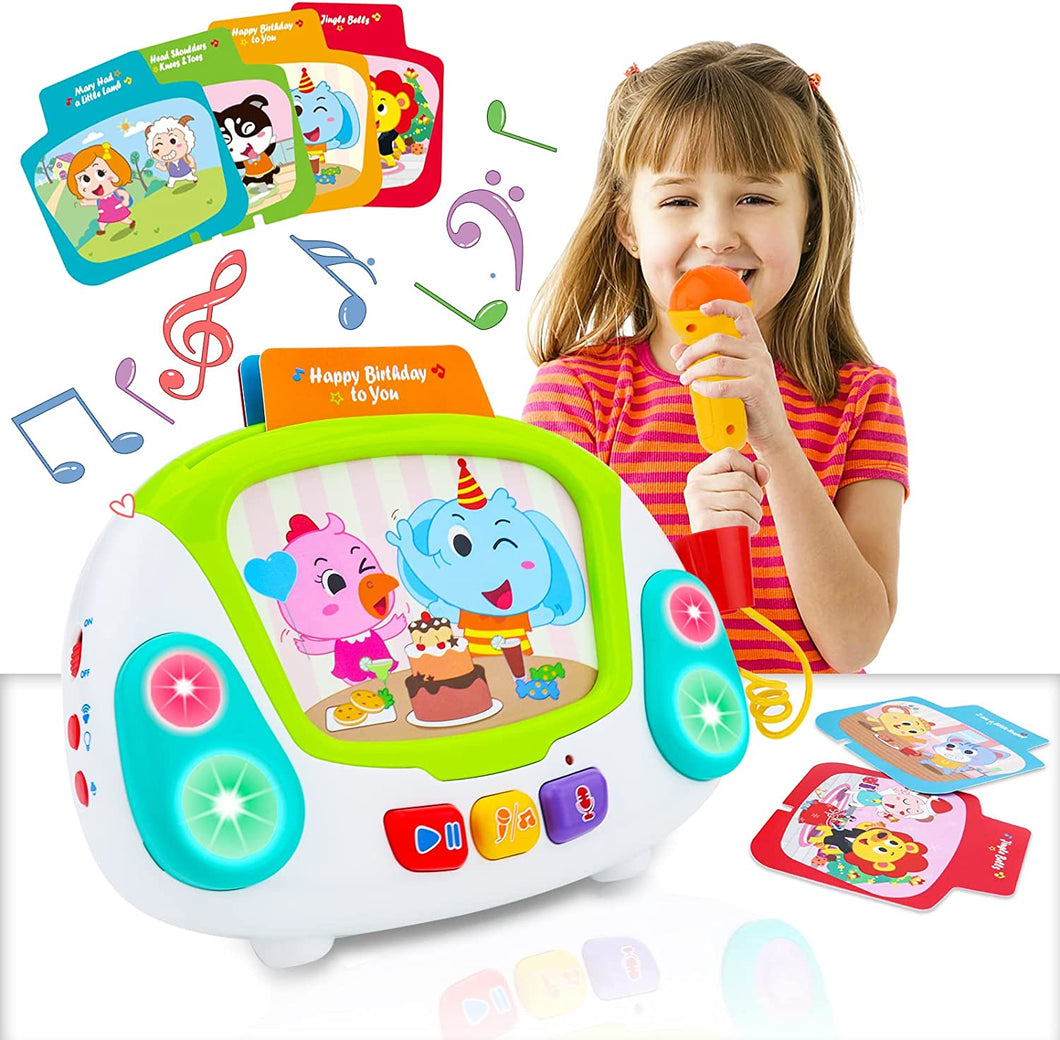 Music Toy Karaoke Machine with Singing Recording, Cool Sound Effect, Soft Lights and Non Electronic Screen for Kids-MTRVC