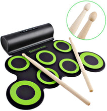 Load image into Gallery viewer, Foldable Electronic Drum Kit Musical Entertainment Play Set with Built-in Speakers, Foot Pedals &amp; Drum Sticks – Great for Kids-MUS3
