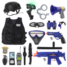 Load image into Gallery viewer, Role Play SWAT Force Play Set with a Vest, Helmet, Toy Grenades and More Police Accessories with a Storage Backpack- Great for Kids-PC-PF
