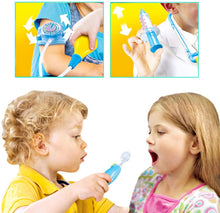 Load image into Gallery viewer, Kids Role Play Dentist Surgeon Vet Medical 30 Pcs Kit Light and Sound Electronic Stethoscope Lab Coat Cap Play Medical Equipment (Blue)-PDC-B
