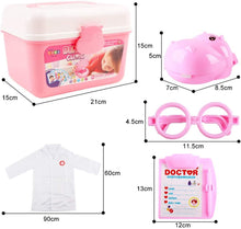 Load image into Gallery viewer, Kids Role Play Dentist Surgeon Vet Medical Light and Sound Electronic Stethoscope Lab Coat Cap  Play Medical Equipment for Kids(Pink)-PDC-P2
