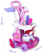 Load image into Gallery viewer, Housekeeping Cleaning Trolley Playset Caddy Includes Accessories and Toy Vacuum with Sounds and Lights-PHLC
