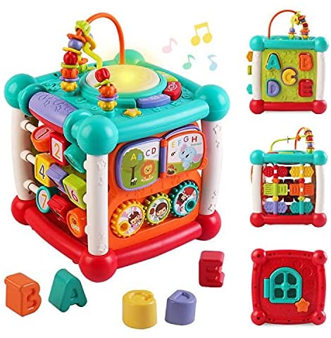 15-in-1 Bluetooth Activity Cube with Shapes Sorting Light Piano Sound Early Learning Educational Toy Christmas Gift for Boys & Girls-PPS-2