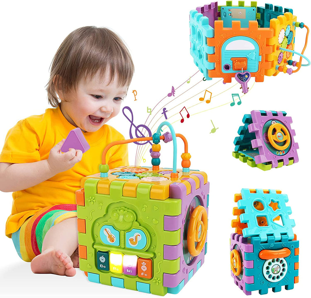 Activity Cube Baby Toys, 6 in 1 Musical Activity Cube Educational Toy with Music Lights and Piano Baby Toys 6-12 Months Plus, Toys for Kids-PPS-3