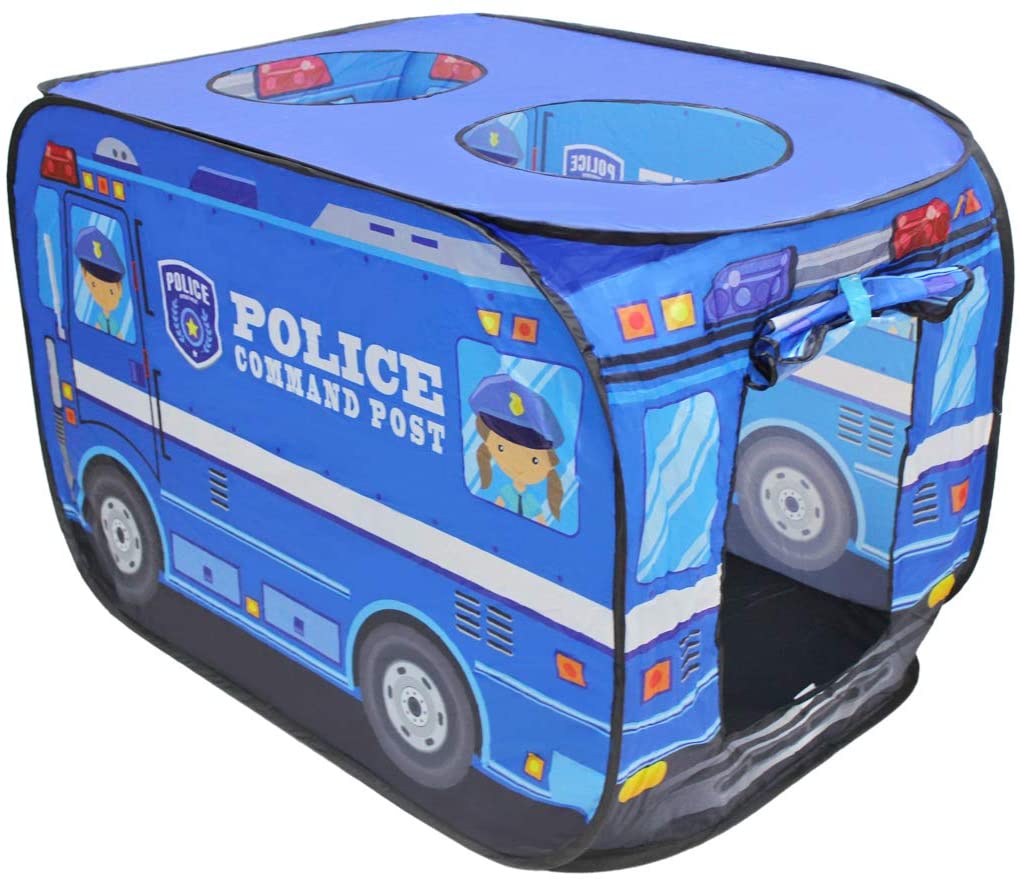 Police Truck Foldable Play Tent -Children Play House Indoor Outdoor Play Toy Great Gift for Kids-PT-P