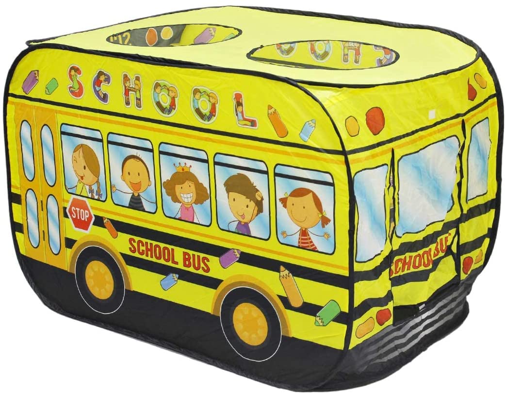 School Bus Foldable Play Tent -Children Play House Indoor Outdoor Play Toy Great Gift for Kids-PT-S