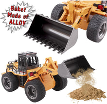 Load image into Gallery viewer, 1:18 Die Cast RC 6 Channel Remote Control Front Loader Tractor Toy Fully Functional Digger Bulldozer Construction Toy Car LED Light Sound-RCBD
