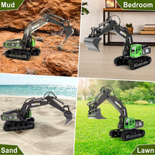 Load image into Gallery viewer, 11 Channel Multifunction 2.4Ghz Remote Control Excavator 1:18 Scale Construction Vehicles RC Digger Toy with Metal Shovel LED Light for Kids-RCEG
