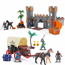 Load image into Gallery viewer, Medieval Knights Action Figure Toy Play Set Including Castle, Catapult and Horse-Drawn Carriage with Light, Music and Accessories-REP
