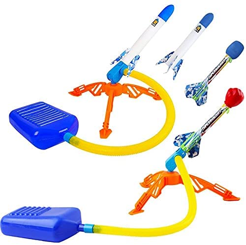 2-IN-1 Super Stomp and Launch Rocket Play Set Game for Children Includes Light up Foam Rockets for Indoor and Outdoor Use-ROLA-4