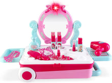 Load image into Gallery viewer, 2-in-1 Portable Vanity Dressing Table and Convertible Suitcase Role Play Set Makeup Beauty Play Toys Great Birthday Christmas Gift for Kids-SC-DP
