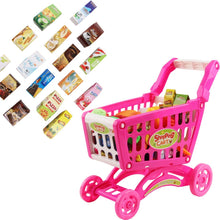 Load image into Gallery viewer, Shopping Cart Trolley for Children Play Set Includes 78 Grocery Food Fruit Vegetables Shop Accessories for Kids Boys and Girls (PINK)-SPMT-P
