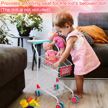 Load image into Gallery viewer, 47Pcs Metal Kids Pretend Shopping Trolleys Role Play Kitchen Toys Set w/Play Food Fruits Shopping Basket Birthday Christmas Gift for Kids-SPMT-S
