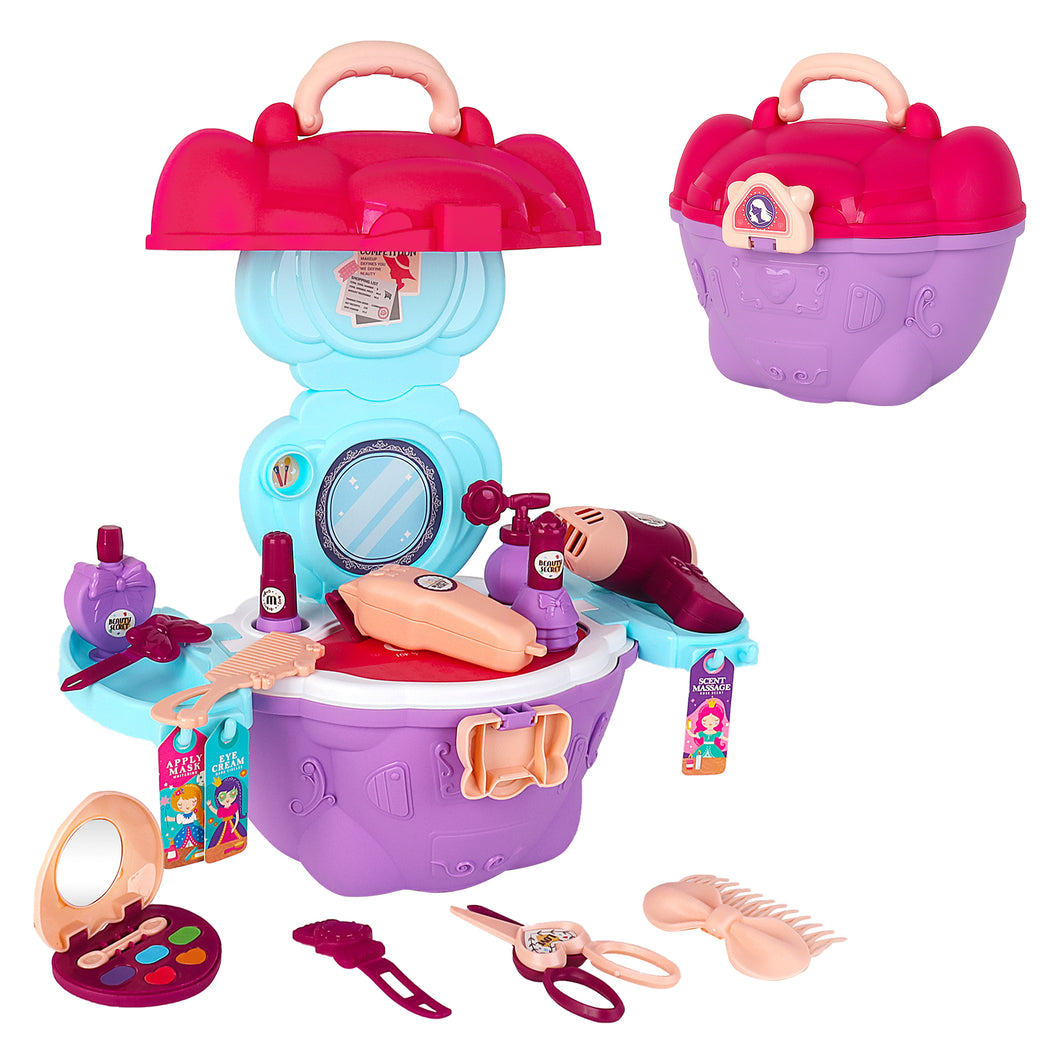 Pretend Makeup Toy Set for Kids Beauty Set Makeup Toy Dressing table Set with Cosmetic Box Portable Vanity Carry Case Play Set for Girls