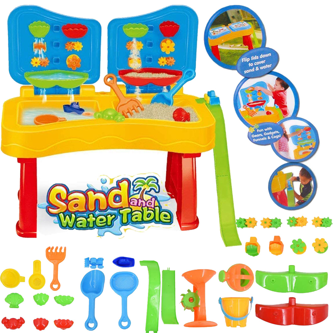 Sand and Water Table - Water Fall and Sand Fall (XL) Double Compartment Includes Lots of Accessories and LIDS-SWT-9