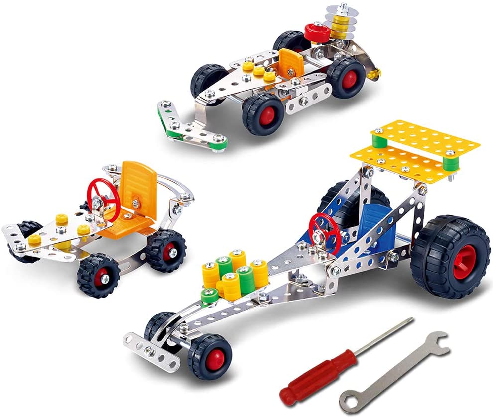 291 Pieces STEM 3-in-1 Alloy Metal Model Vehicles Educational DIY Construction Building Science Experiment Toys for Kids Teens Adults-TA-AL