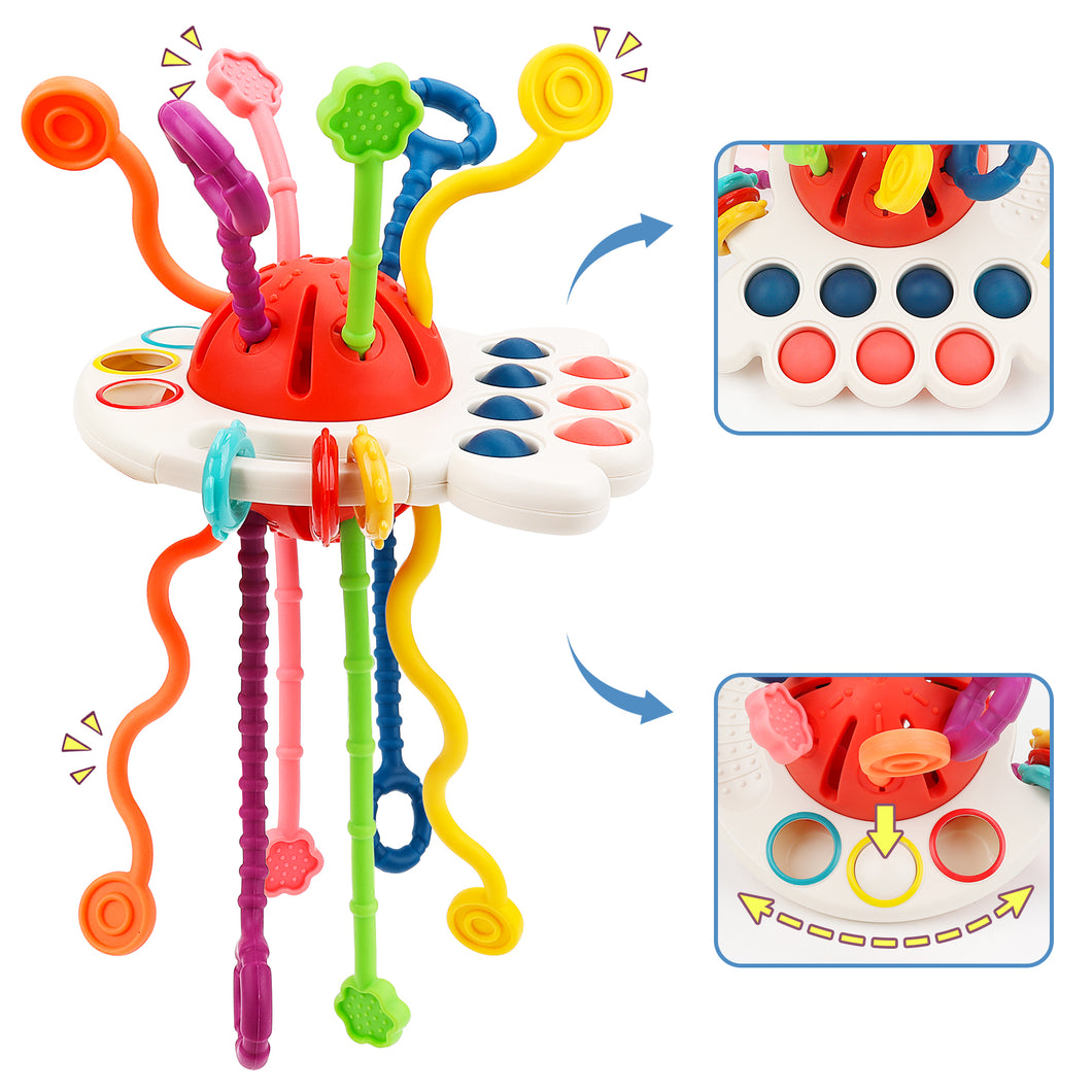 Montessori Toys for Kids Sensory Toys Early Educational Activity Toys for Infants Silicone Pulling Toys Travel Toys for Baby and Toddlers-TE-1