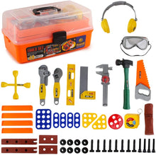 Load image into Gallery viewer, Kids Tool Set-48 Pieces Workshop Tool pretend Play Construction Toy with Portable Tool Box Case, Kids tools, Drill and Accessories Included-TO-TO
