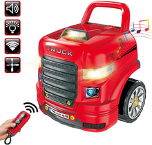 Load image into Gallery viewer, Pretend Play Realistic Mechanic Take Apart Building Toy Truck with Remote Control Key with Sound and Light Functions- Red-TRCK-R
