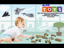 Load and play video in Gallery viewer, 12 Pieces Special Forces Assorted Military Vehicles Scaled Army Toy Play Set -Stealth Bomber Tank Helicopter Jets Kids Toy Christmas Gift -AM7
