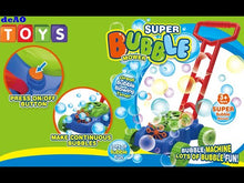 Load and play video in Gallery viewer, 2-in-1 Super Bubble Push along Lawnmower Toy Machine Boomerangs and UFO Flyers for Indoor and Outdoor Use–Great Christmas Gift for Kids-BUBB-M
