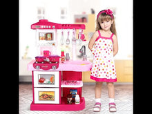 Load and play video in Gallery viewer, ‘My Little Chef’ Kitchen Play Set with 30 Accessories, Light and Sound Features (Pink) KC2-P
