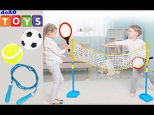 Load and play video in Gallery viewer, 4-IN-1 Outdoor Games Tennis Football Skipping Badminton Racket Sports Center w/Net Rackets Outdoor Toys Gifts for Kids-TRS
