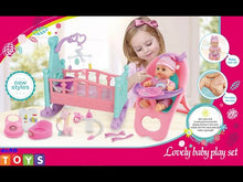 Load and play video in Gallery viewer, 12” ‘My First Baby Doll’ 15 Pieces Play Set with Miniature Crib Mobile High Chair Baby Doll Kids Toys Prefect Christmas Gift-BD-S16
