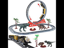 Load and play video in Gallery viewer, Train Track Play Set with Dinosaur Toys, Tracks and Accessories – Great gift for Children-TC-D3
