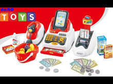 Load and play video in Gallery viewer, Cash Register for Kids, Toy Till Cash Register with Scanner, Credit Card ,Play Food ,Money and Groceries Shopping Basket for Boys and Girls-SCR-2
