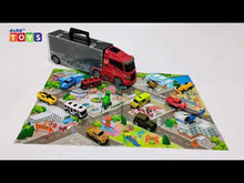 Load and play video in Gallery viewer, Transporter Truck Carrycase for Cars Play Set Carrier Including a Total of 12 Assorted Vehicles, Accessories and Play Map-CR1 NEW
